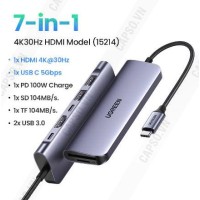 Bộ chuyển USB Type C to HDMI 4k@30Hz + 2 x USB 3.0 + USB-C + SD&TF + PD Ugreen 15214